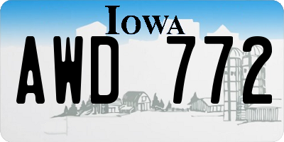 IA license plate AWD772