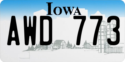 IA license plate AWD773