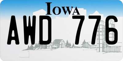 IA license plate AWD776