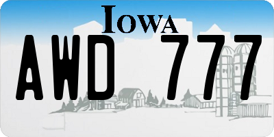 IA license plate AWD777