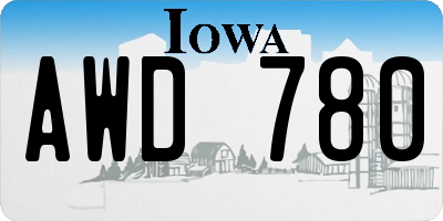 IA license plate AWD780