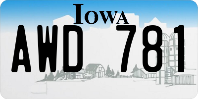 IA license plate AWD781