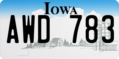 IA license plate AWD783