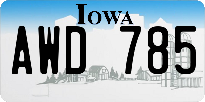 IA license plate AWD785