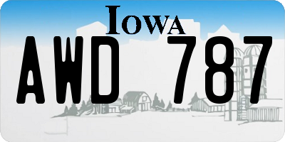 IA license plate AWD787