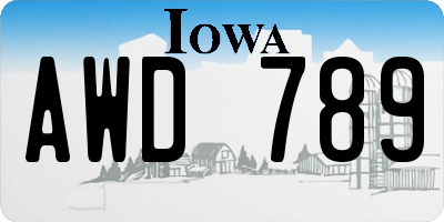 IA license plate AWD789