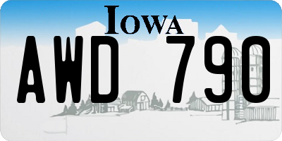 IA license plate AWD790