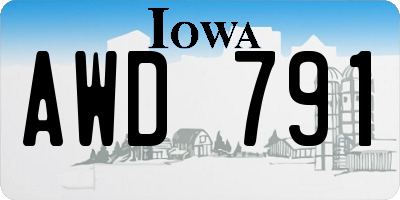 IA license plate AWD791