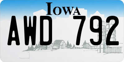 IA license plate AWD792