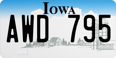 IA license plate AWD795