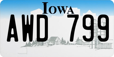 IA license plate AWD799