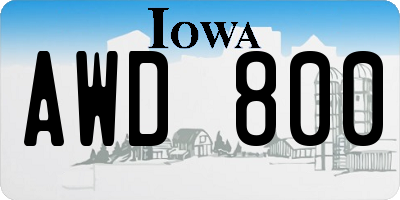 IA license plate AWD800