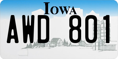 IA license plate AWD801
