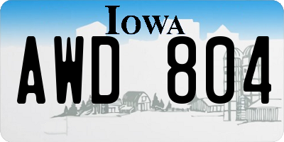 IA license plate AWD804