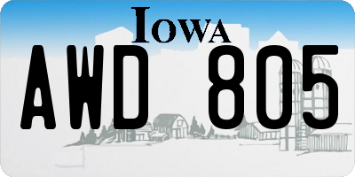IA license plate AWD805