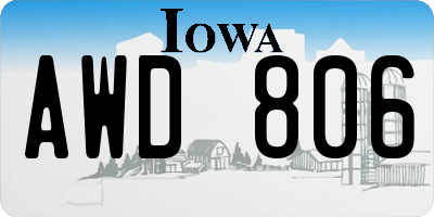 IA license plate AWD806