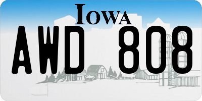 IA license plate AWD808