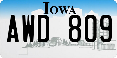 IA license plate AWD809