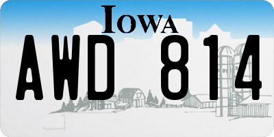 IA license plate AWD814