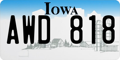 IA license plate AWD818