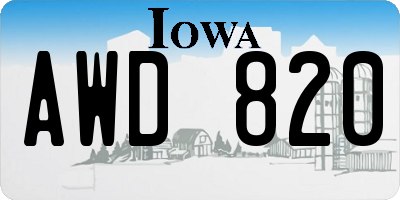 IA license plate AWD820