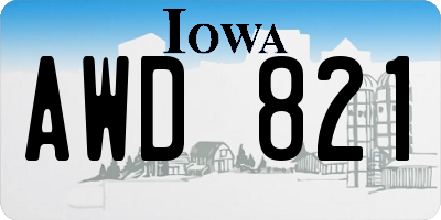 IA license plate AWD821