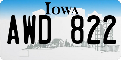 IA license plate AWD822