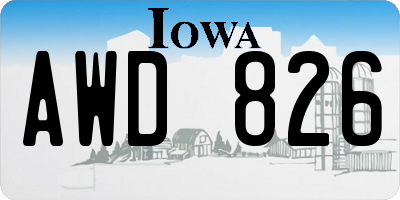 IA license plate AWD826