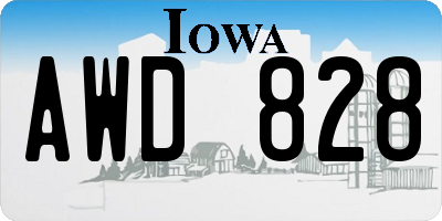 IA license plate AWD828