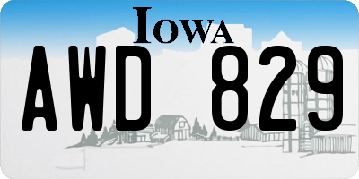 IA license plate AWD829