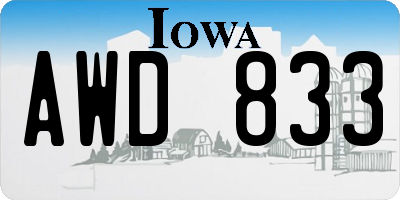 IA license plate AWD833