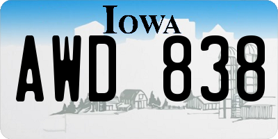 IA license plate AWD838