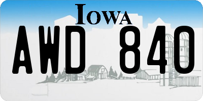 IA license plate AWD840