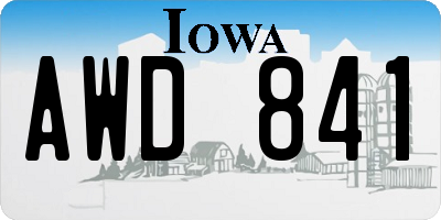 IA license plate AWD841