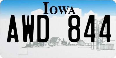 IA license plate AWD844