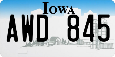 IA license plate AWD845
