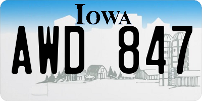 IA license plate AWD847
