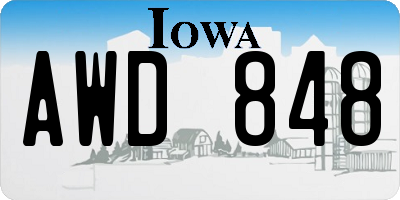 IA license plate AWD848