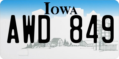 IA license plate AWD849