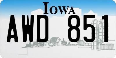 IA license plate AWD851