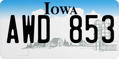 IA license plate AWD853