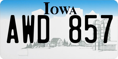 IA license plate AWD857