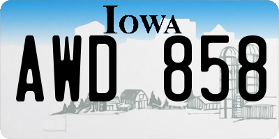 IA license plate AWD858