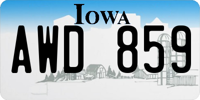 IA license plate AWD859