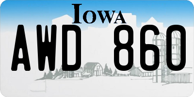 IA license plate AWD860