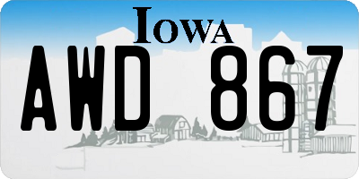 IA license plate AWD867