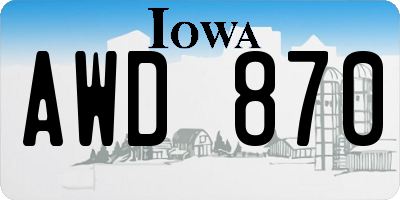 IA license plate AWD870
