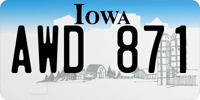 IA license plate AWD871