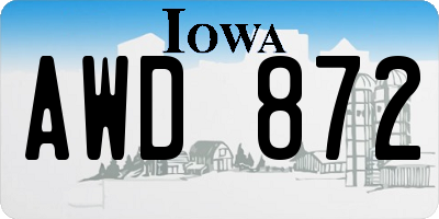 IA license plate AWD872