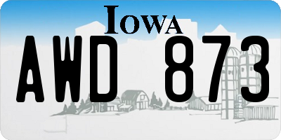 IA license plate AWD873